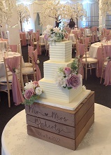 3 tier square buttercream wedding cake